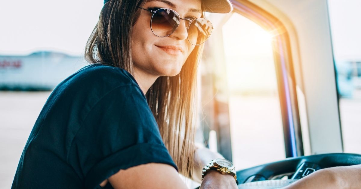 Female trucker demonstrating stable and fuel-efficient driving style