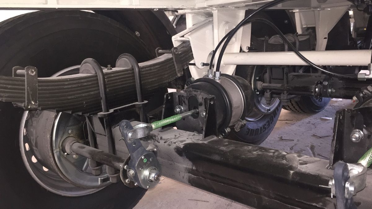 Steel suspension components on a semi trailer